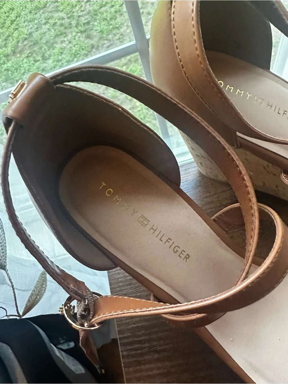 Tommy Hilfiger Leather Wedge Sandals with Ankle Strap